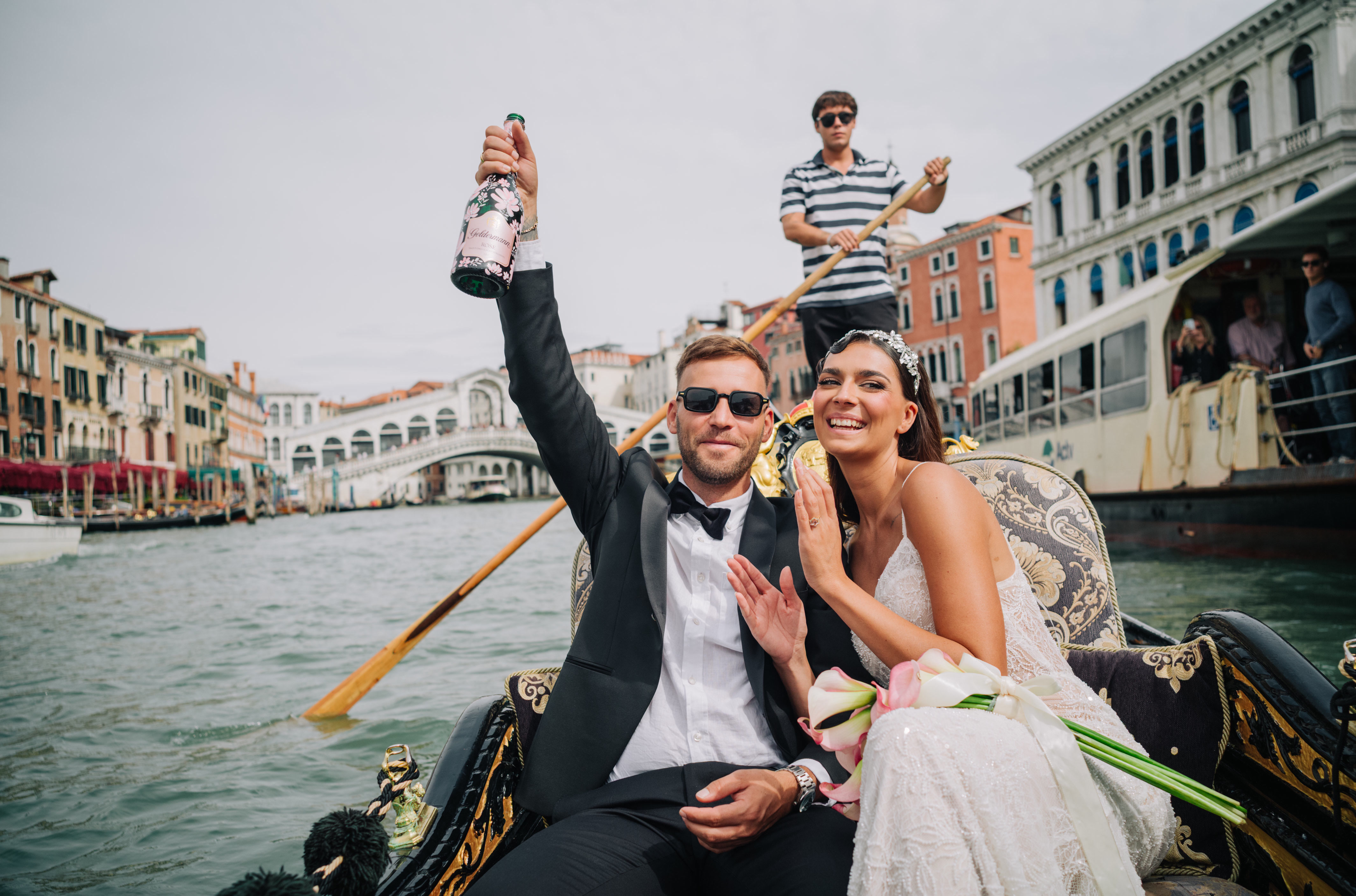 Gondola ride with the Rialto Bridge in Venice